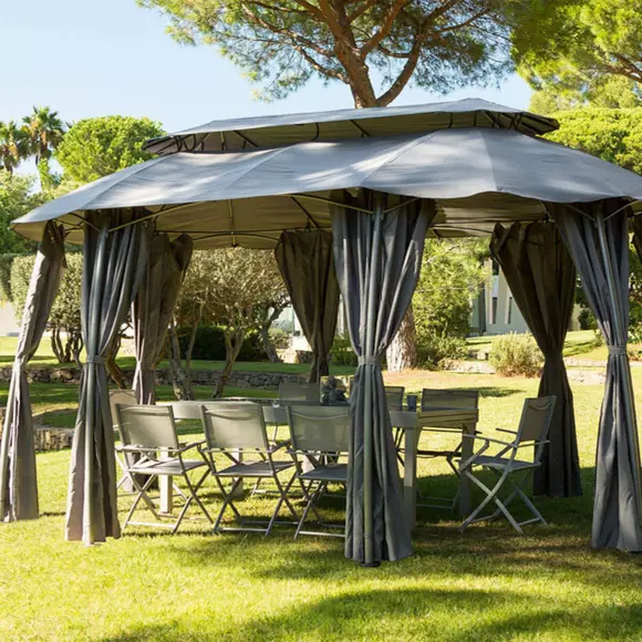 Lote de 8 cortinas para cenador Maldivas (3 x 5 m) - gris 2