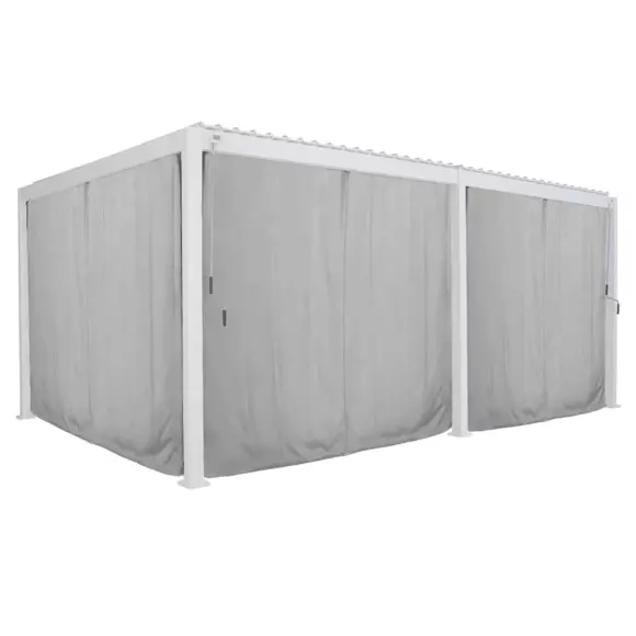 Lot de 6 rideaux et rails pour pergola Evora (6 x 3,6 m) - Gris clair 2
