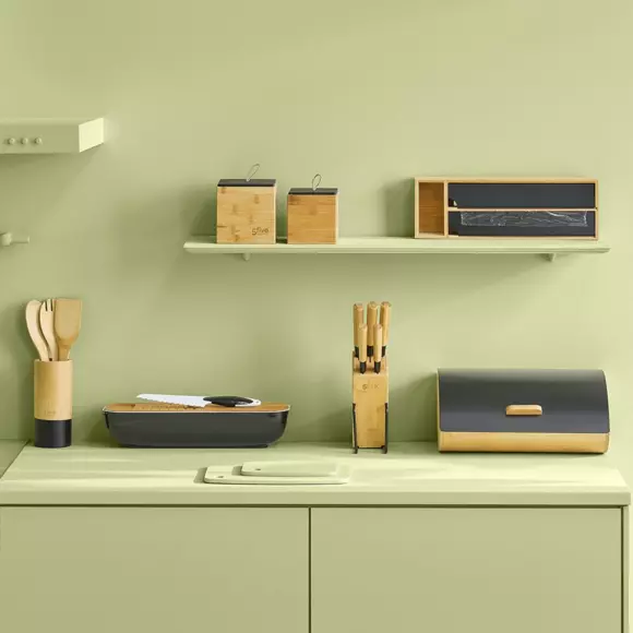 Etagère dérouleurs et compartiment Bambou Noir 3