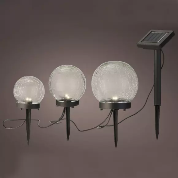 Lote de 3 bolardos solares Bola - Transparente 2