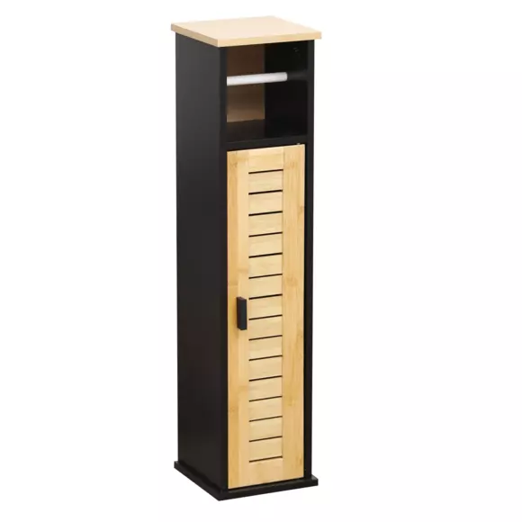 Meuble dérouleur papier toilette avec réserve Cebu Noir/Bois 3