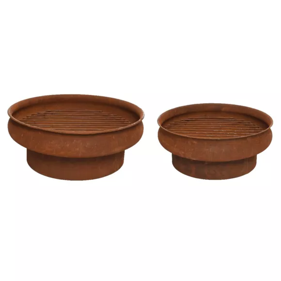 Lot de 2 braseros Rond Rouille 2