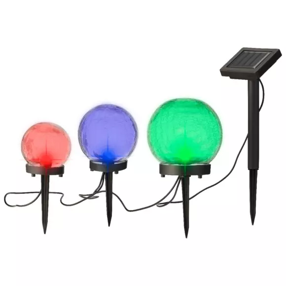 Juego de 3 bolardos solares Bola - Multicolor 2