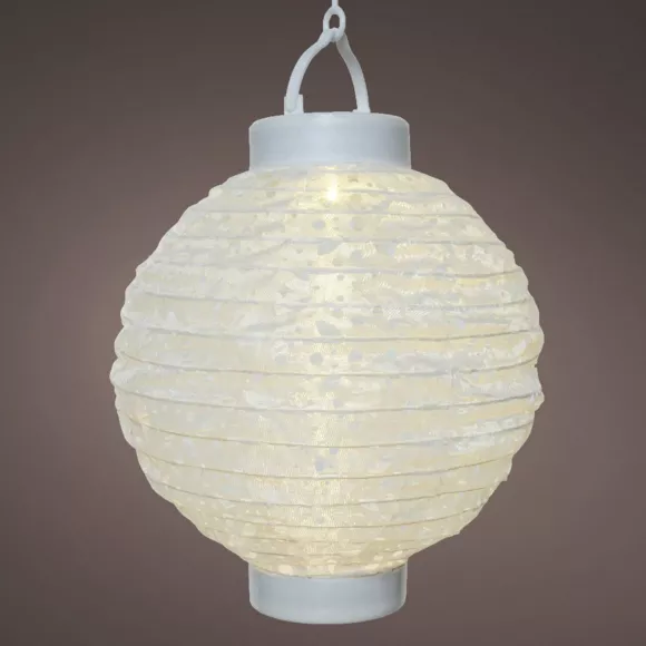 Lanterne chinoise solaire LED Boule - Blanc chaud