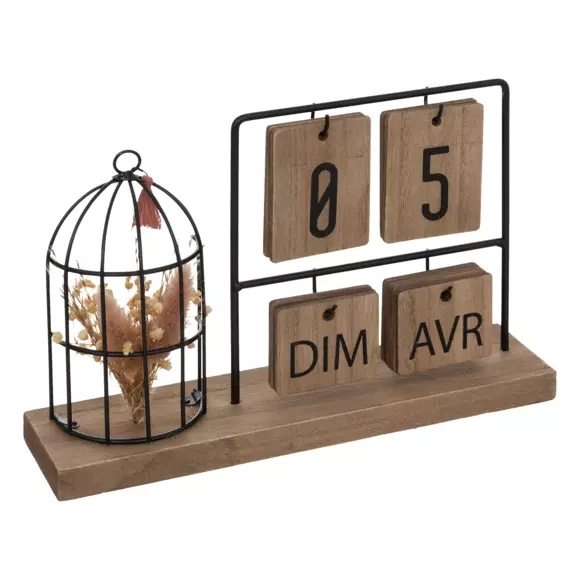 Calendario de madera y metal Beige