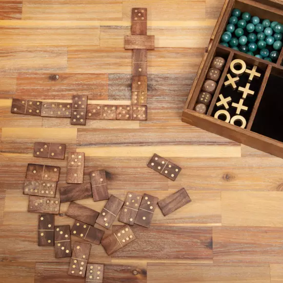 Solitaire Spel Set Mangohout Beige
