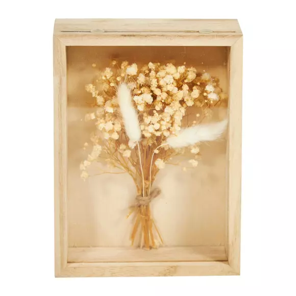 Cadre bois Fleurs séchées Beige 2