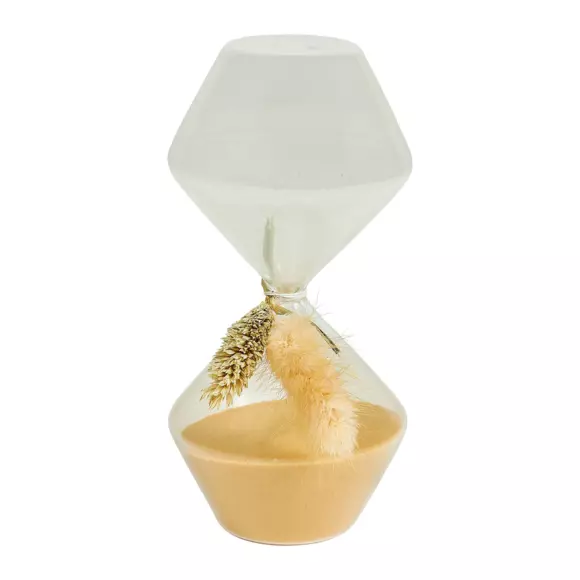 Reloj de arena vidrio Flores secas Beige 2