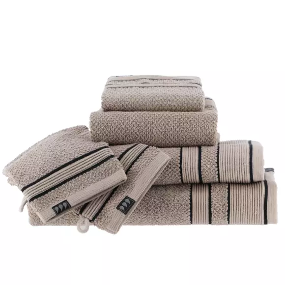 Serviette de bain (70 x 130 cm) Black Line Gris ficelle / noir 2