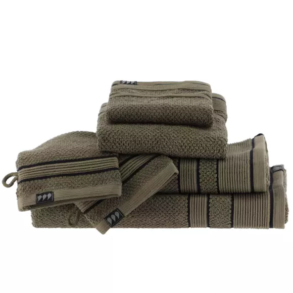 Juego de 2 guantes para bañarse algodón Black Line Verde kaki / negro 2