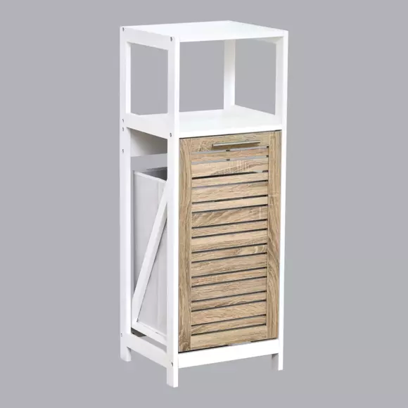 Mueble cubre cesta para ropa Stockholm Blanco/Madera 3