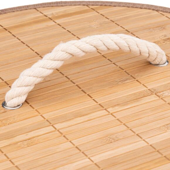 Cesta redonda de bambú para la ropa sucia Natural 2