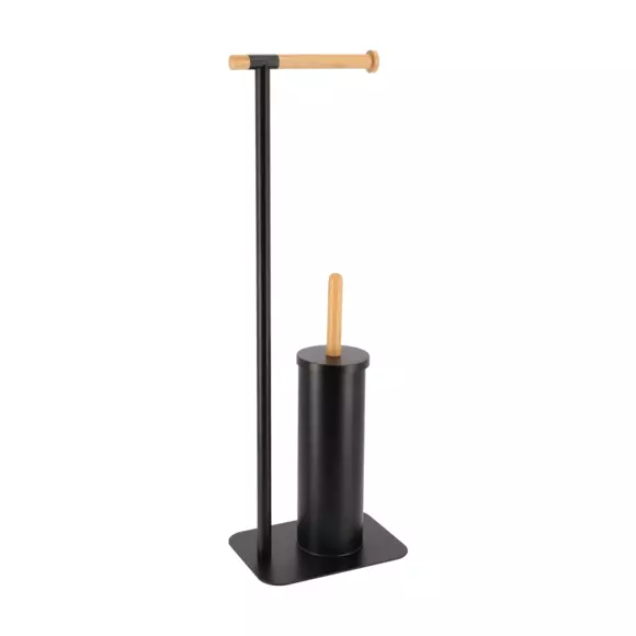 Toilettenpapierhalter mit Bürste Bambou Schwarz 2