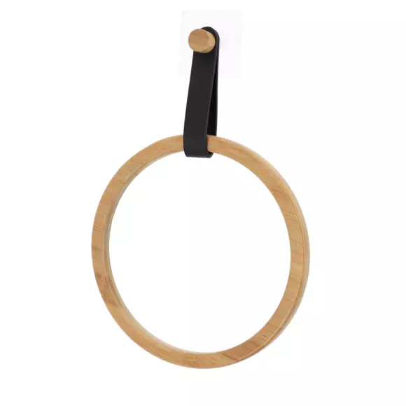 Zelfklevende ronde handdoekhouder (D21 cm) Easy Chic Zwart