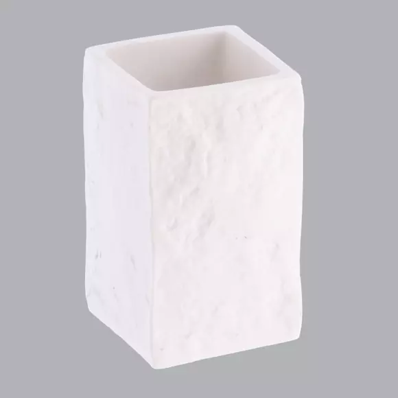 Set di accessori per il bagno effetto pietra Bianco 3