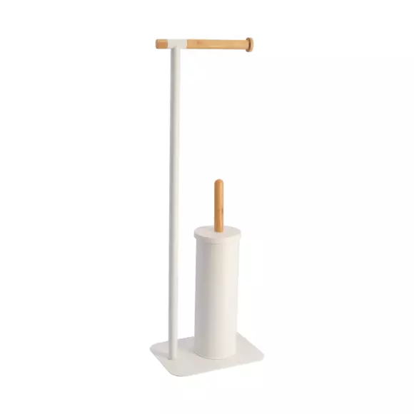 Brosse et dérouleur papier toilette Bambou Blanc 2