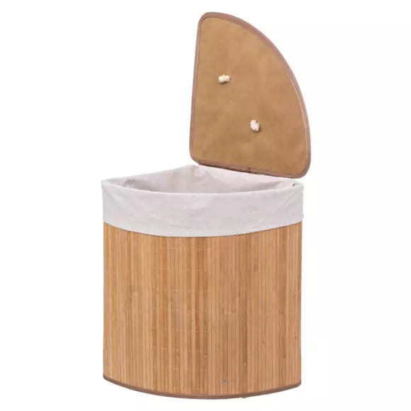 Cesto de lavandería esquinero de bambú natural 3
