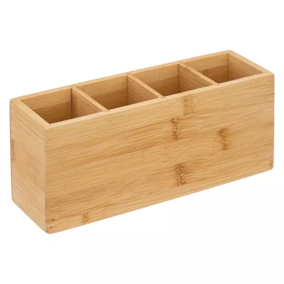 Organizador maquillaje con 4 compartimentos en Bambú 2