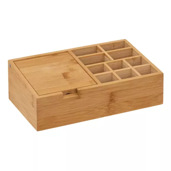 Organizer 10-Fächer mit Spiegel Bambus Naturfarben 3