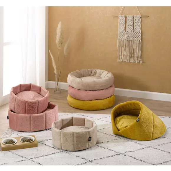 Cojín redondo donut Boho D50 cm Mostaza 2