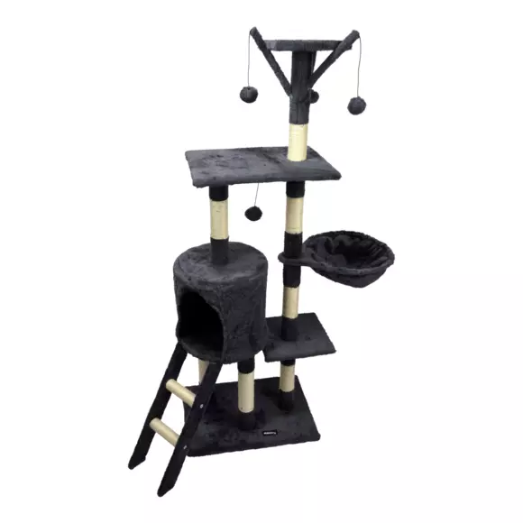 Arbre à chat 4 plateformes et 4 jouets H138 cm Anthracite 2