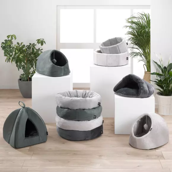 Kattenmand holletje met speeltje Sweet L35 cm Licht grijs 2