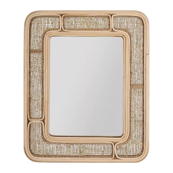 Miroir mural rectangulaire en rotin (H39 cm) Dalila Naturel