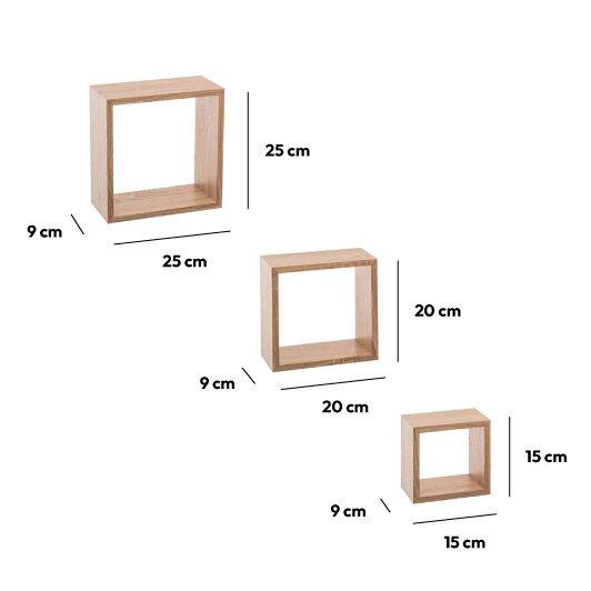 Set van 3 wandrekken Cube Naturel Klein Formaat 3