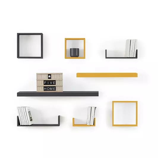 Set di 3 mensole Cube Grigio quercia Modello piccolo 2