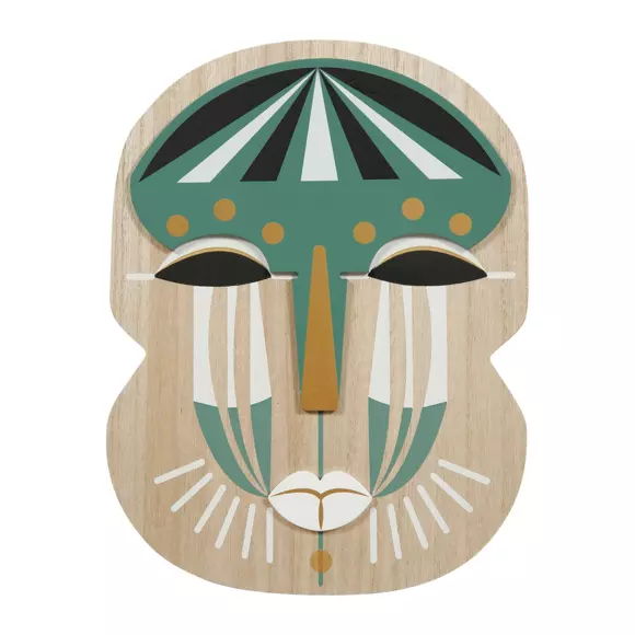 Masque en bois Visage Vert 2