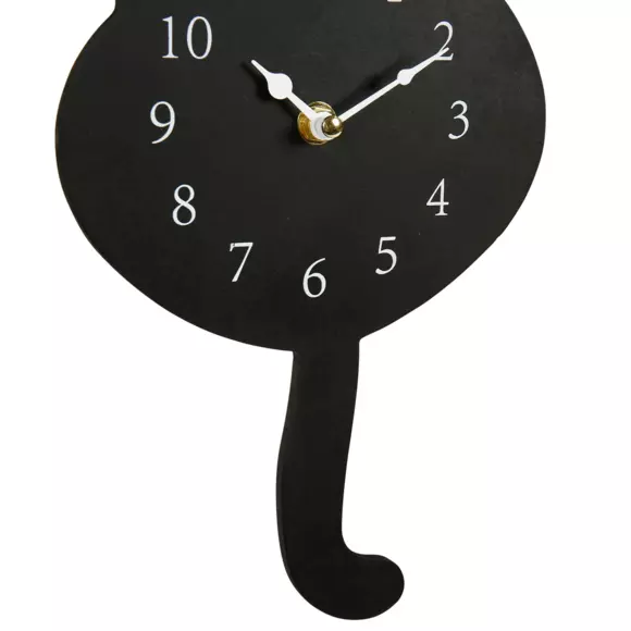 Decoratieve muurklok (H40 cm) Zwarte Kat