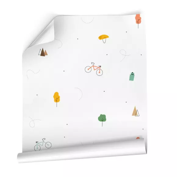 Papel pintado adhesivo (130 x 260 cm) Bicicleta Multicolor 2