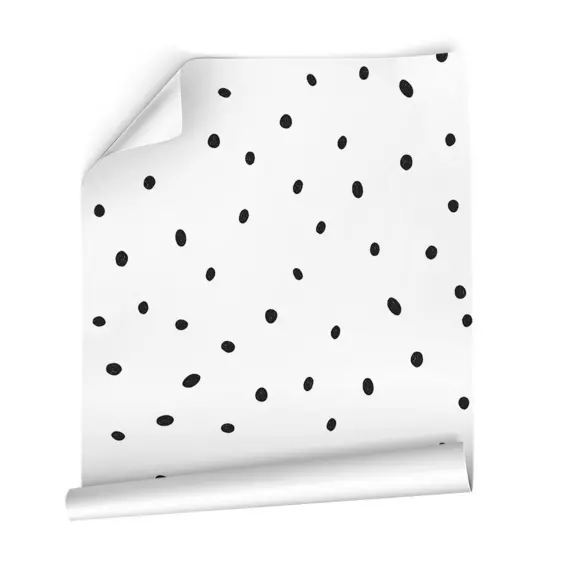 Papel pintado adhesivo (130 x 260 cm) Manchitas Negro 2