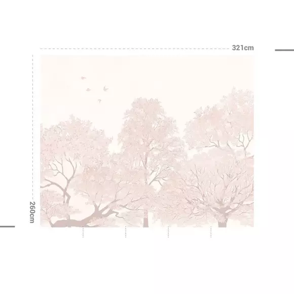 Papel pintado adhesivo (321 x 260 cm) Foliage Rosa 2