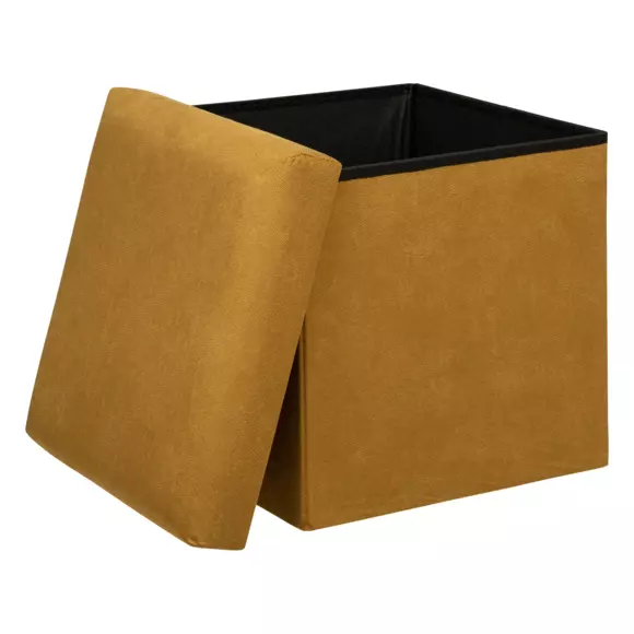 Pouf de rangement Lilou Jaune moutarde 2
