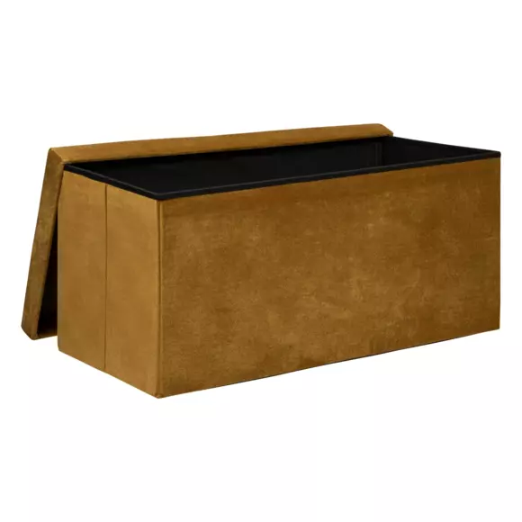 Pouf de rangement double Lilou Jaune moutarde 2
