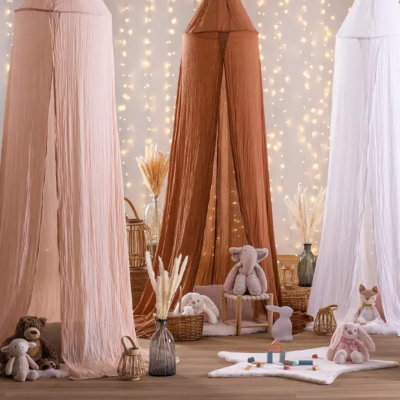 Ciel de lit gaze de coton enfant Lili Marron