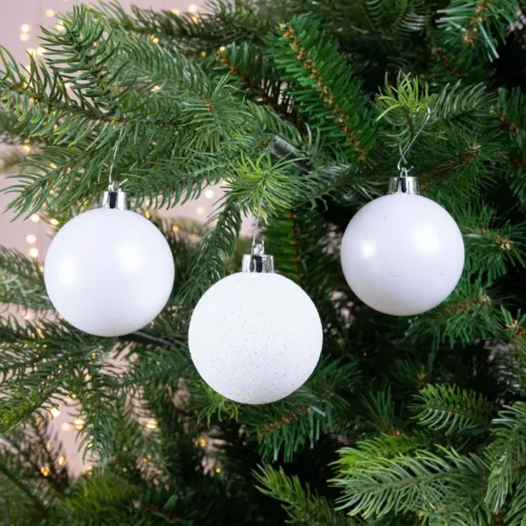 Lote de 30 bolas de Navidad surtidas Alpine Blanco 2