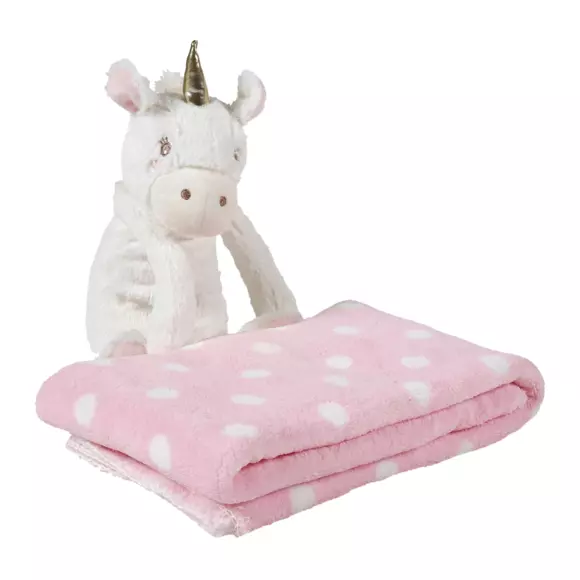 Manta suave (90 cm) y peluche Licorne Rosa 2