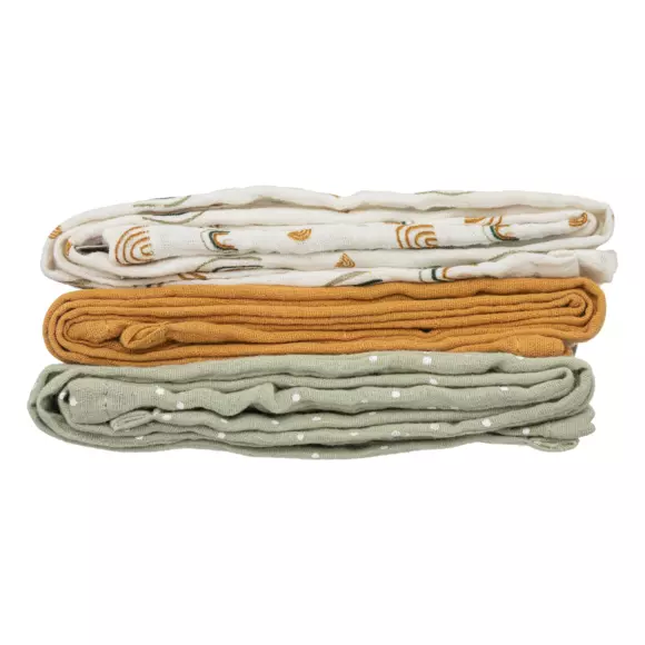 Lot de 3 langes bébé Arc en ciel Multicolore 2