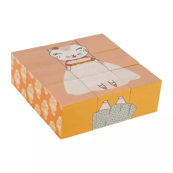 Puzzle 9 cubes en bois Animaux Multicolore 3