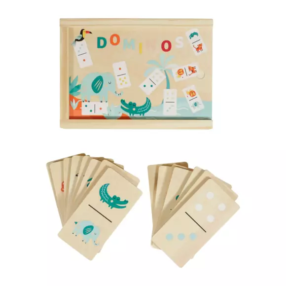 Jeu Dominos bois Animaux Beige