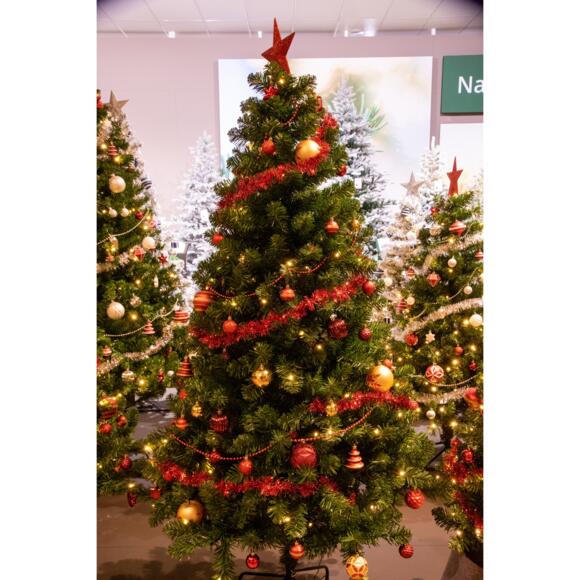 Verlichte kunstkerstboom Royal met kerstboomversiering Groen/  H180 cm Warm wit 2