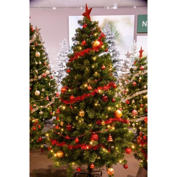 Albero di Natale artificiale illuminato Royal addobbato Verde innevato Alt. 210 cm Bianco caldo 2
