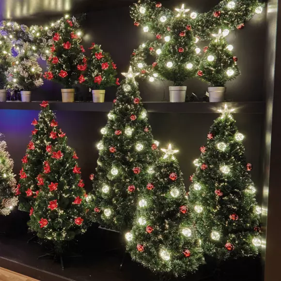 Sapin de Noël artificiel lumineux en fibre optique Mexico H120 cm Blanc chaud 3