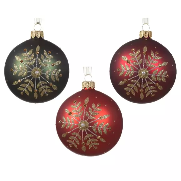 Set van 6 kerstballen (D80 mm) en verre Célia Rood 2
