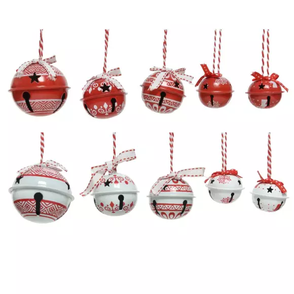 Lot de 14 grelots en fer Blanc et Rouge 2