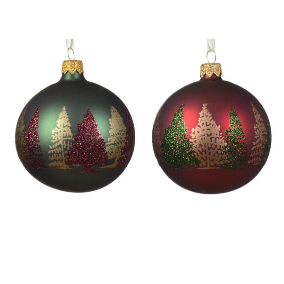 Set van 6 kerstballen (D80 mm) en verre Forêt colorée dennengroen 2