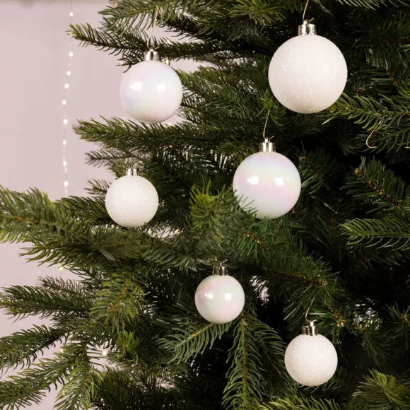 Lot de 30 boules de Noël assorties Alpine Blanc irisé 2