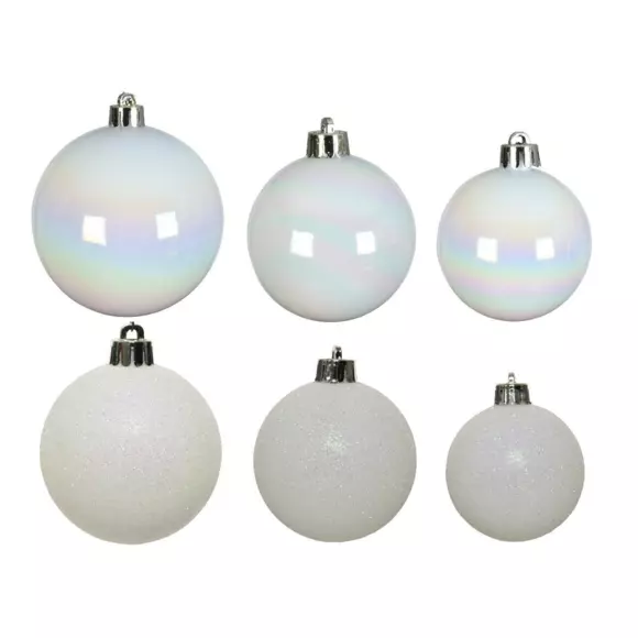 Lote de 30 bolas de Navidad surtidas Alpine Blanco irisado 3